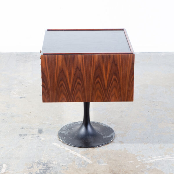 Mid Century Modern Jewelry Chest Side Table Artisan George Nelson Walnut Cube Square Denmark Hand Made Brass Black - Image 5