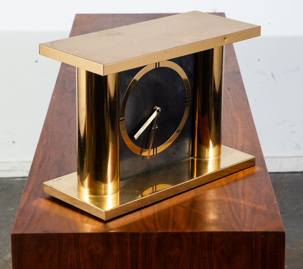 Mid Century Modern Clock Mantle Brass Curtis Jere 1977-1978 Gold Vintage Signed - Image 3