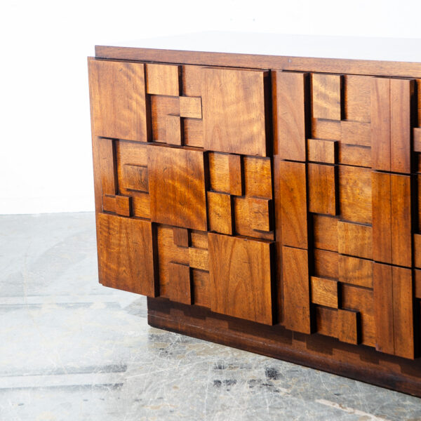 Mid Century Modern Credenza Dresser Lane Mosaic Pueblo Brutalist 9 Drawer Wood Large Abstract Made in USA Drexel Danish Vintage - Image 10