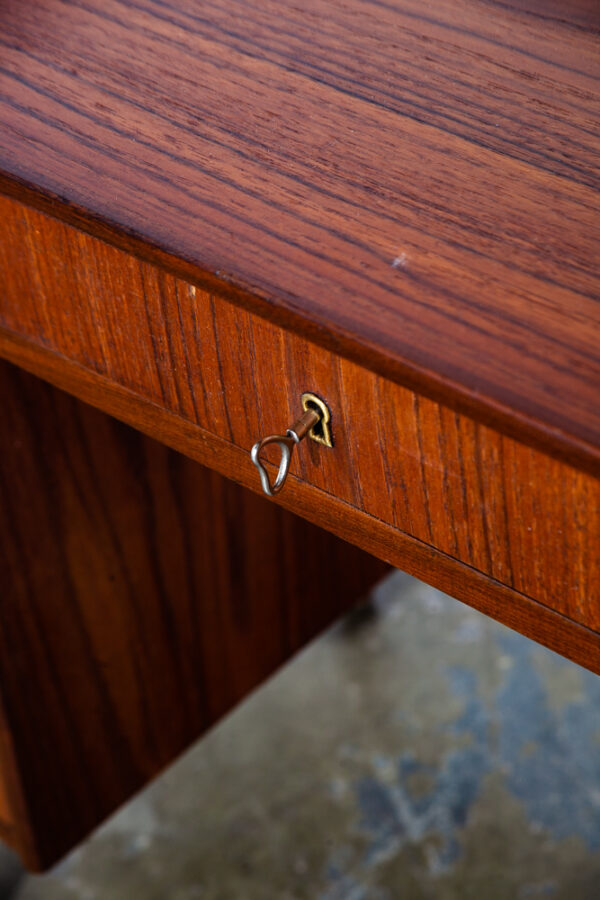 Mid Century Danish Modern Desk Teak Office Drawers Cabinet Locking Denmark Mcm Compact locking Drawers Cabinet - Image 10