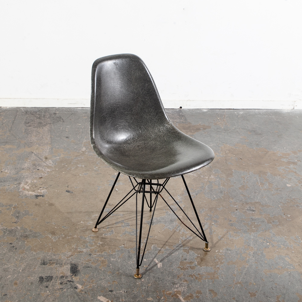 Mid Century Modern Side Chair Herman Miller Charles Eames Elephant Hide Grey DSR 2nd Gen Eiffel Shell