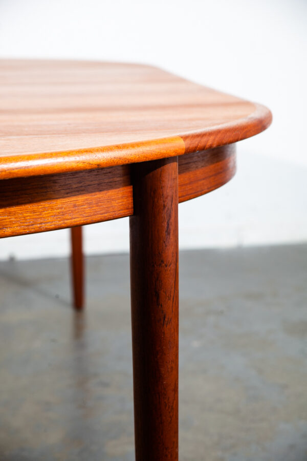 Mid Century Danish Dining Table Teak Round Expanding leaf x 2 Oval Denmark Mcm Oval - Image 6