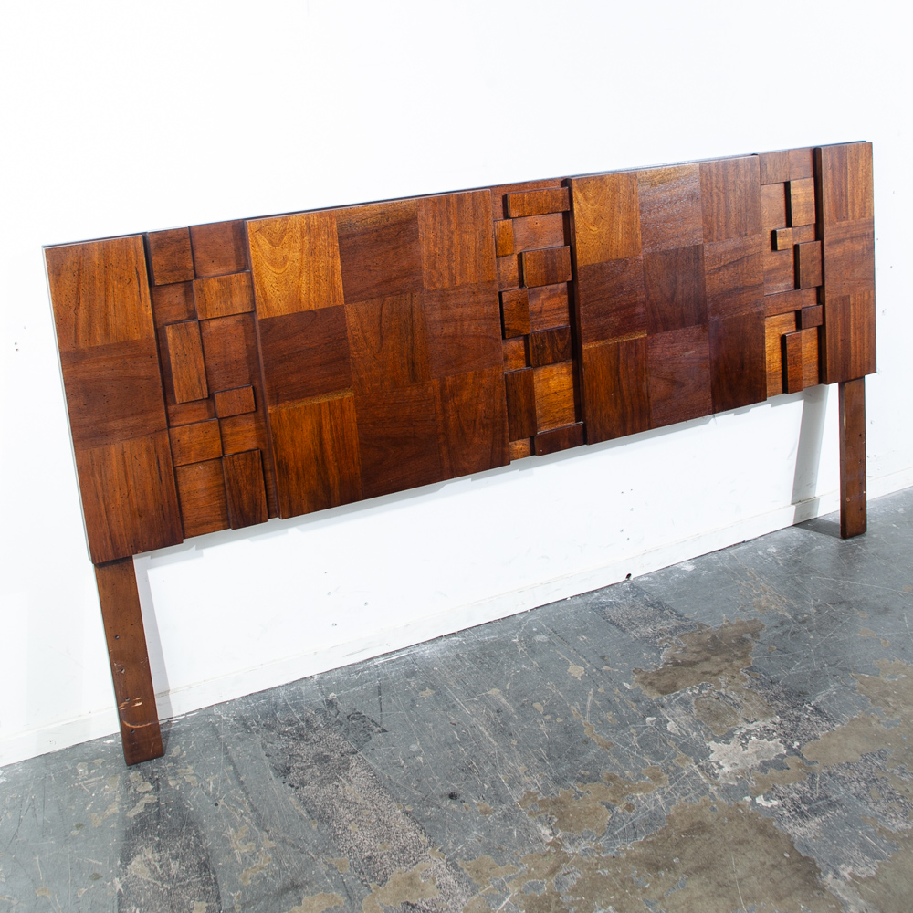 Mid Century Modern Headboard Bed Frame King Size Lane Mosaic Pueblo Brutalist Made in USA Danish Denmark Large - Image 3