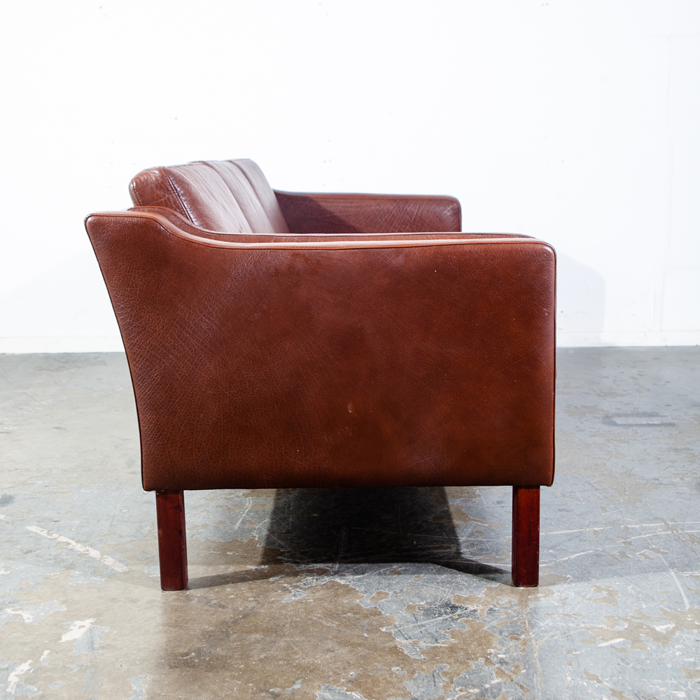 Mid Century Danish Modern Sofa Couch Mogens Hansen MH195 Brown Red 3 Seater Cognac Seating Denmark - Image 7