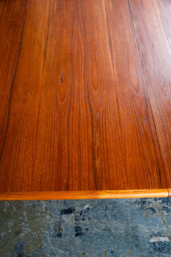 Mid Century Danish Dining Table Teak Round Expanding leaf x 2 Oval Denmark Mcm Oval - Image 9