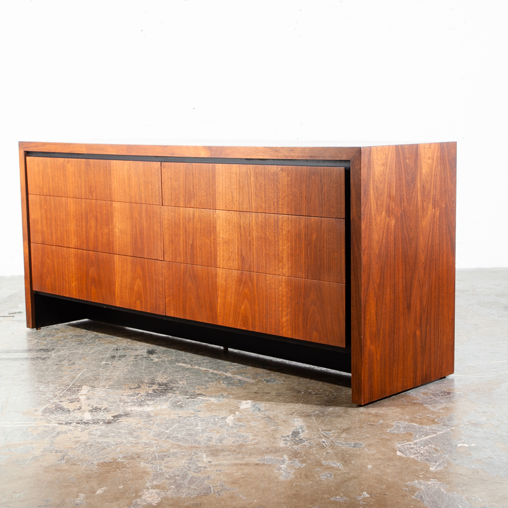 Mid Century Modern Credenza Dresser 6 Drawer Dillingham Walnut Vintage Mcm Wide Media Danish - Image 2