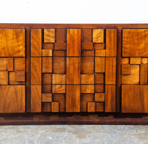 Mid Century Modern Credenza Dresser Lane Mosaic Pueblo Brutalist 9 Drawer Wood Large Abstract Made in USA Drexel Danish Vintage - Image 11