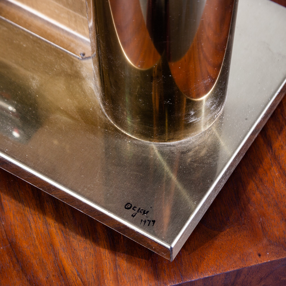 Mid Century Modern Clock Mantle Brass Curtis Jere 1977-1978 Gold Vintage Signed - Image 8