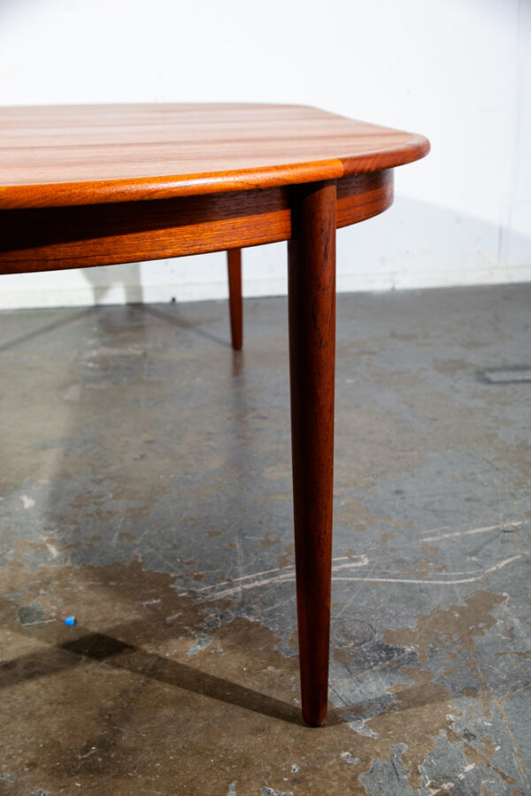 Mid Century Danish Dining Table Teak Round Expanding leaf x 2 Oval Denmark Mcm Oval - Image 8