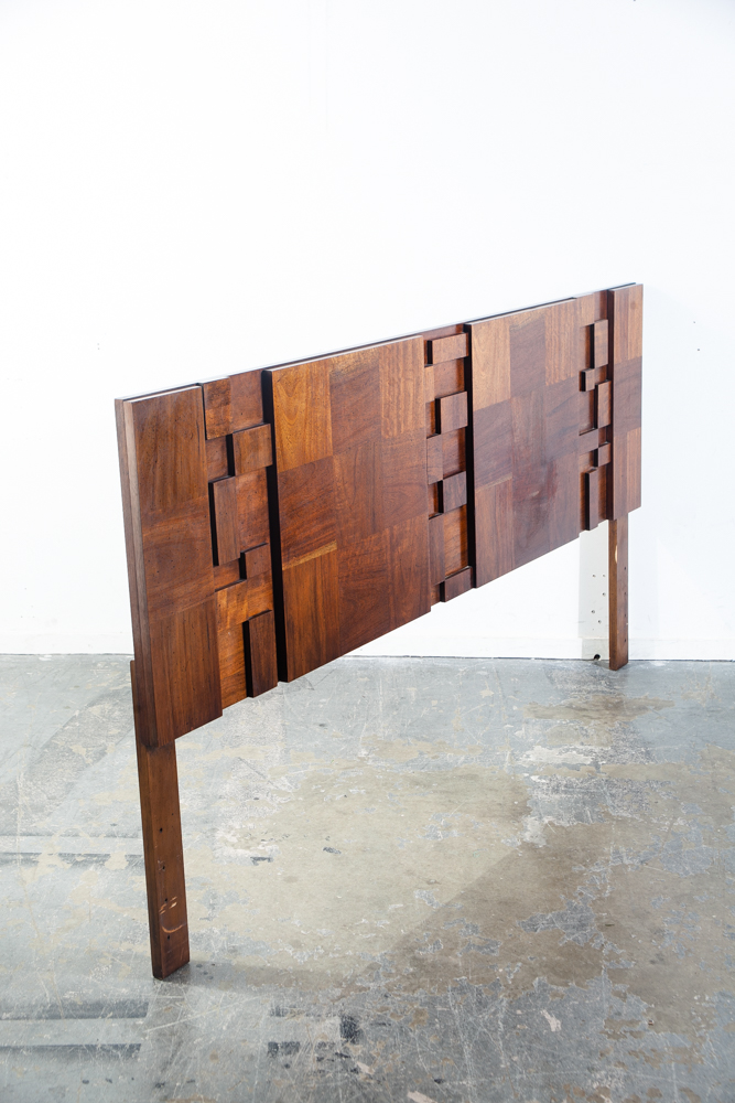 Mid Century Modern Headboard Bed Frame King Size Lane Mosaic Pueblo Brutalist Made in USA Danish Denmark Large - Image 4