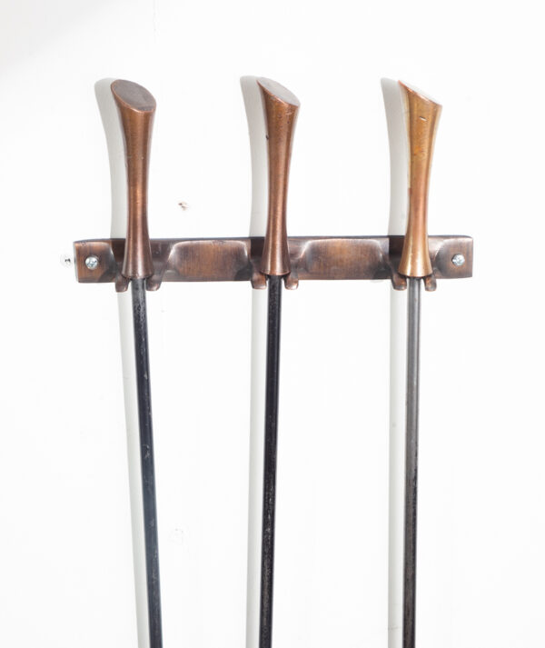 Mid Century Modern Fireplace Tools Wall Mounted Seymour Metal Brass Vintage VG Hanging - Image 3