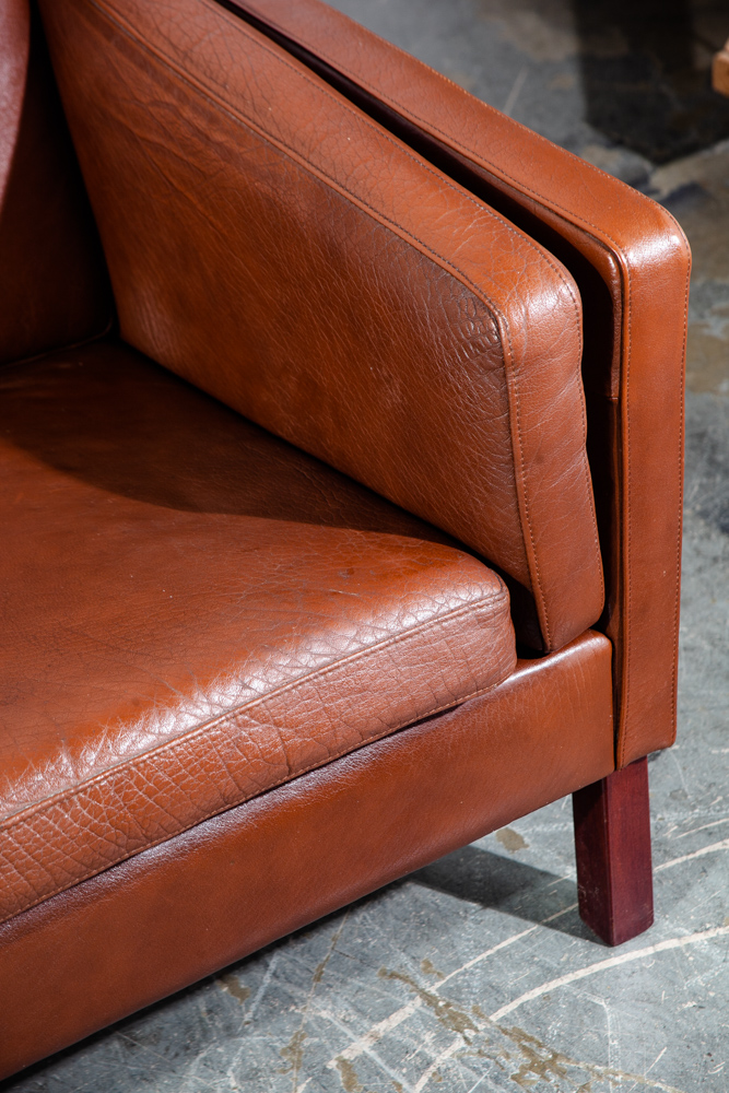 Mid Century Danish Modern Sofa Couch Mogens Hansen MH195 Brown Red 3 Seater Cognac Seating Denmark - Image 9