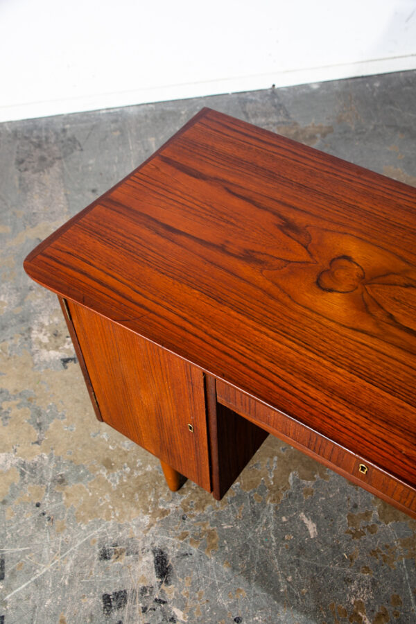Mid Century Danish Modern Desk Teak Office Drawers Cabinet Locking Denmark Mcm Compact locking Drawers Cabinet - Image 11