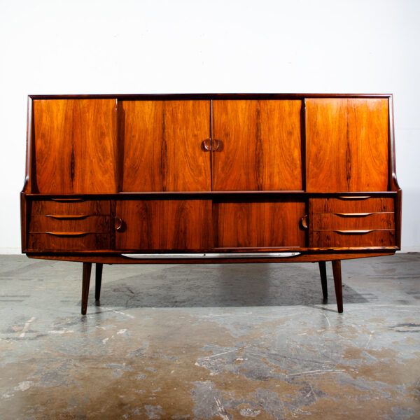Mid Century Danish Modern Credenza Sideboard Brazilian Rosewood Large Denmark Bar Storage Arne Vodder Finn Juhl