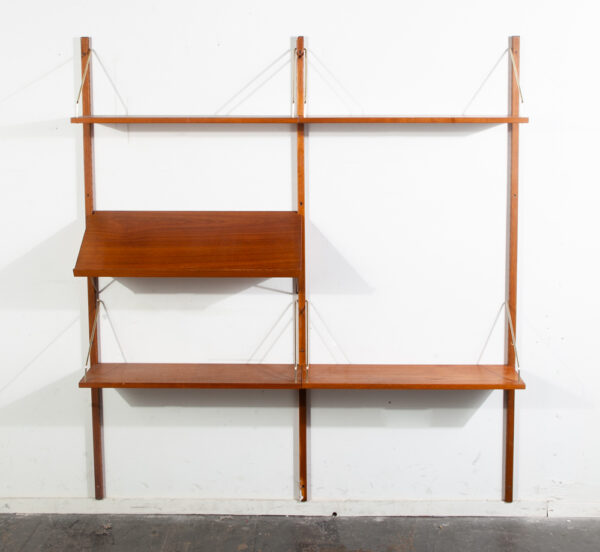 Mid Century Danish Modern Wall Unit 3 bay Teak Wood HG Hansen Guldborg Modular Cado Denmark Adjustable - Image 3