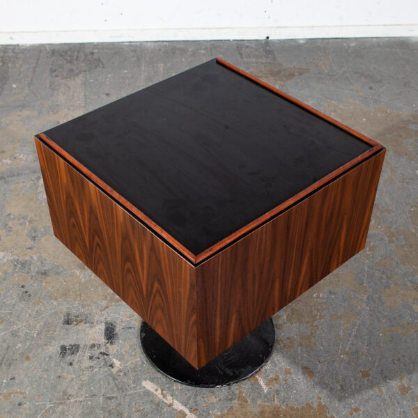 Mid Century Modern Jewelry Chest Side Table Artisan George Nelson Walnut Cube Square Denmark Hand Made Brass Black - Image 10
