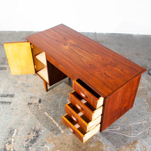 Mid Century Danish Modern Desk Teak Office Drawers Cabinet Locking Denmark Mcm Compact locking Drawers Cabinet - Image 5