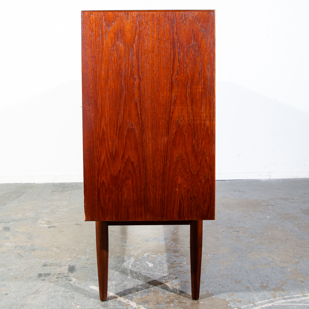 Mid Century Danish Modern Credenza Sideboard Teak Sliding Doors Denmark Vintage Storage Teak Drawers - Image 4
