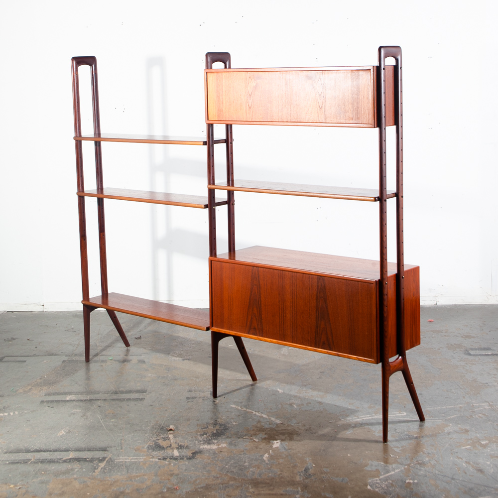 Mid Century Danish Modern Room Divider Wall Unit Teak Kurt Ostervig KP Mobler Modular Adjustable 2 Bay Cado Floating Freestanding - Image 2