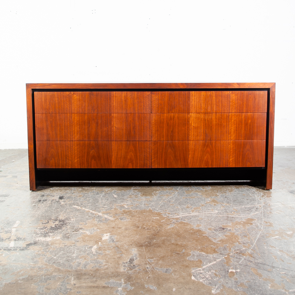 Mid Century Modern Credenza Dresser 6 Drawer Dillingham Walnut Vintage Mcm Wide Media Danish - Image 3