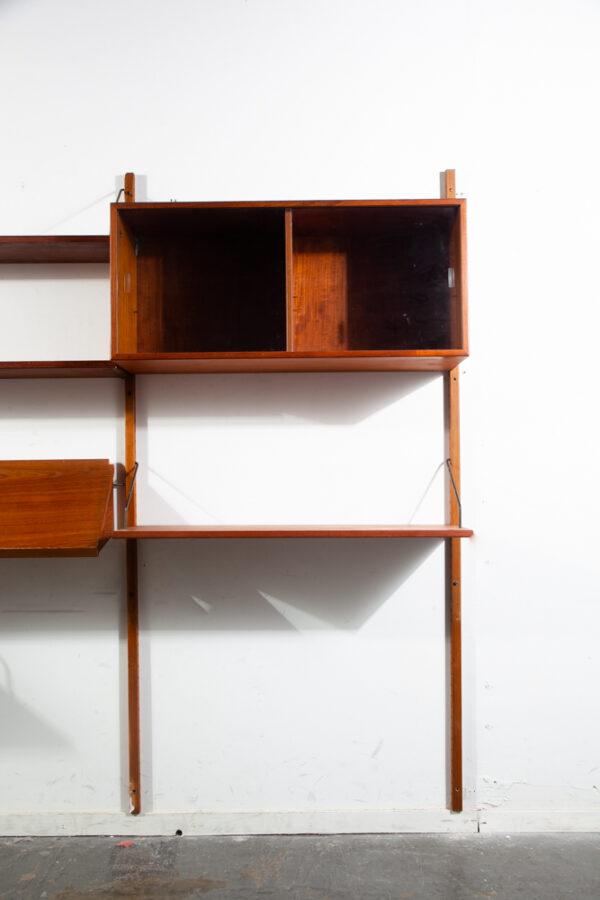 Mid Century Danish Modern Wall Unit 3 bay Teak Wood HG Hansen Guldborg Modular Cado Denmark Adjustable - Image 5