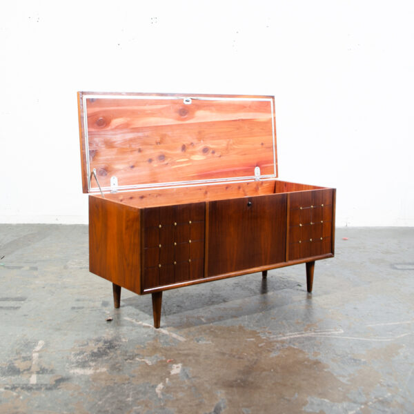 Mid Century Modern Cedar Chest Lane Lock Removed Walnut Vintage Blanket Storage Wood Locking  Bench