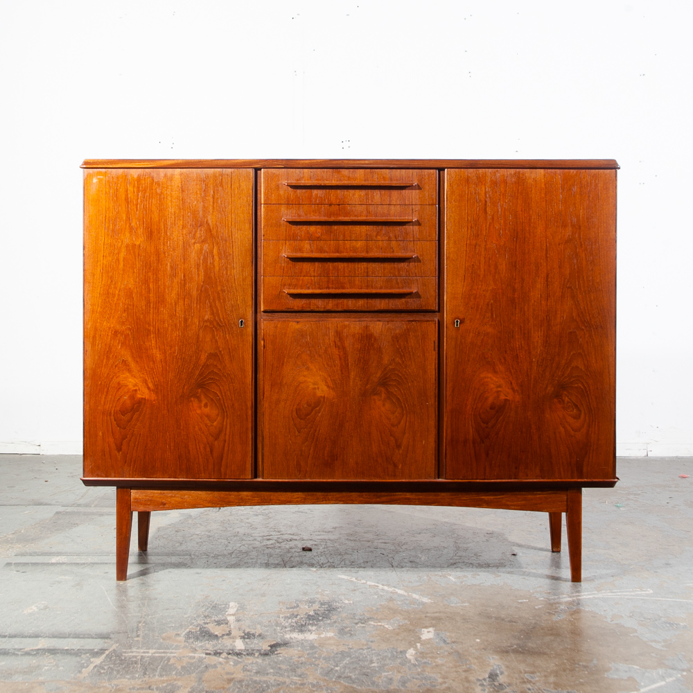 Mid Century Danish Modern Credenza Sideboard Teak Cabinet Denmark BS Mobler Mcm High Large