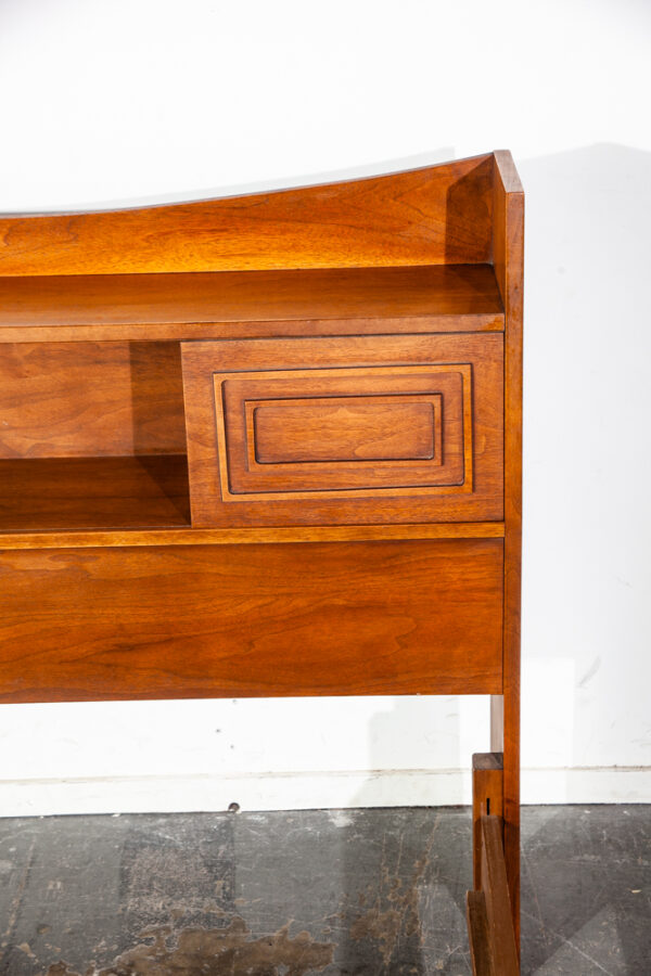 Mid Century Modern Headboard bed frame Full S Broyhill Sculptra Foot Board Mcm Walnut Brazilia - Image 11