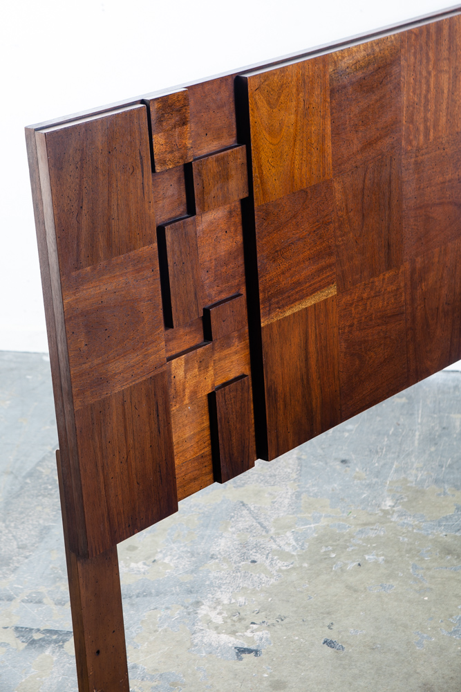 Mid Century Modern Headboard Bed Frame King Size Lane Mosaic Pueblo Brutalist Made in USA Danish Denmark Large - Image 7