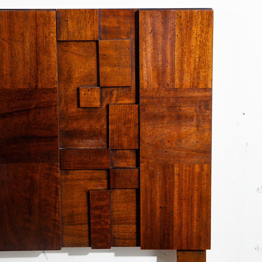 Mid Century Modern Headboard Bed Frame King Size Lane Mosaic Pueblo Brutalist Made in USA Danish Denmark Large - Image 8