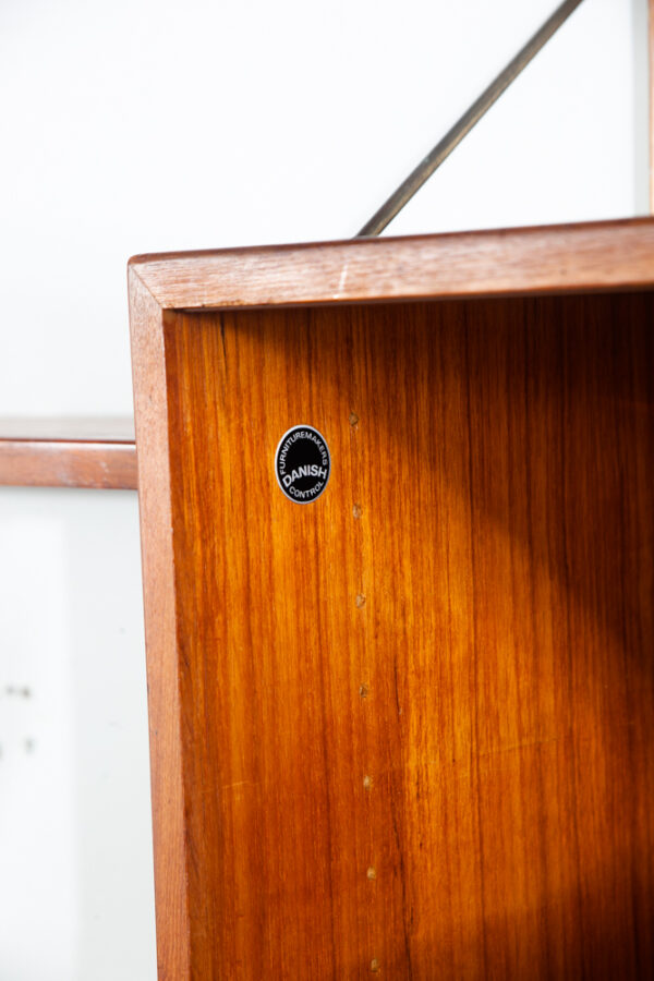 Mid Century Danish Modern Wall Unit 3 bay Teak Wood HG Hansen Guldborg Modular Cado Denmark Adjustable - Image 10