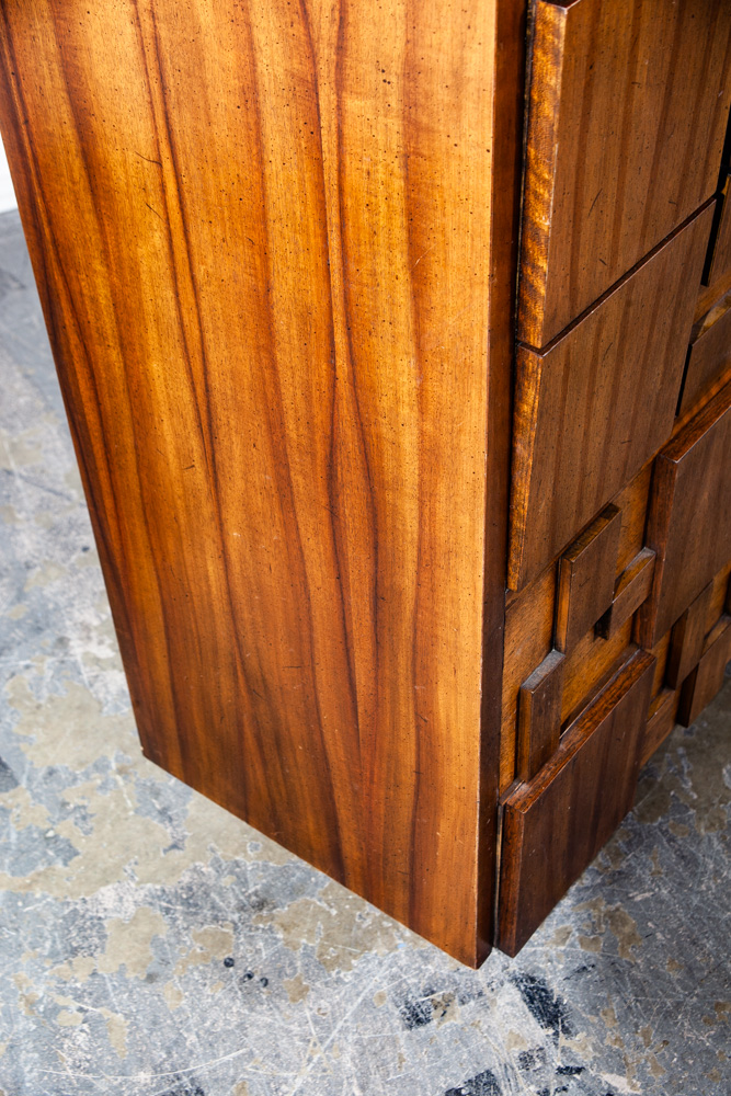 Mid Century Modern Dresser Highboy Lane Mosaic Pueblo Brutalist 5 Drawer Wood - Image 7