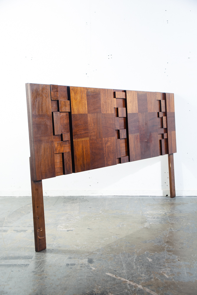 Mid Century Modern Headboard Bed Frame King Size Lane Mosaic Pueblo Brutalist Made in USA Danish Denmark Large - Image 2