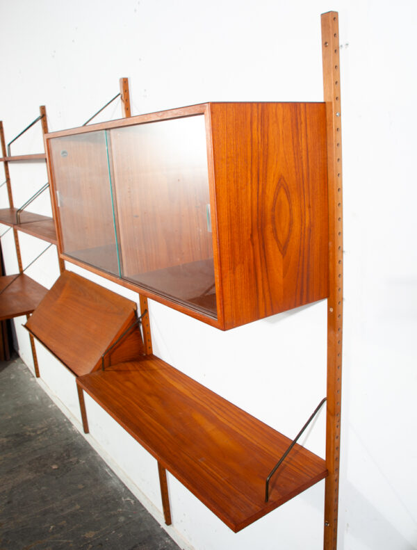 Mid Century Danish Modern Wall Unit 3 bay Teak Wood HG Hansen Guldborg Modular Cado Denmark Adjustable - Image 4