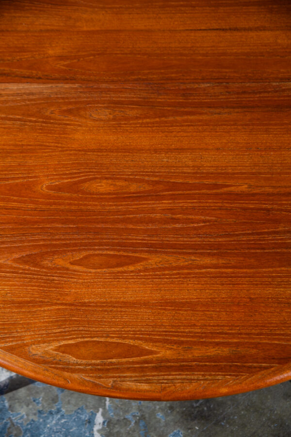 Mid Century Danish Dining Table Teak Round Expanding leaf x 2 Oval Denmark Mcm Oval - Image 11