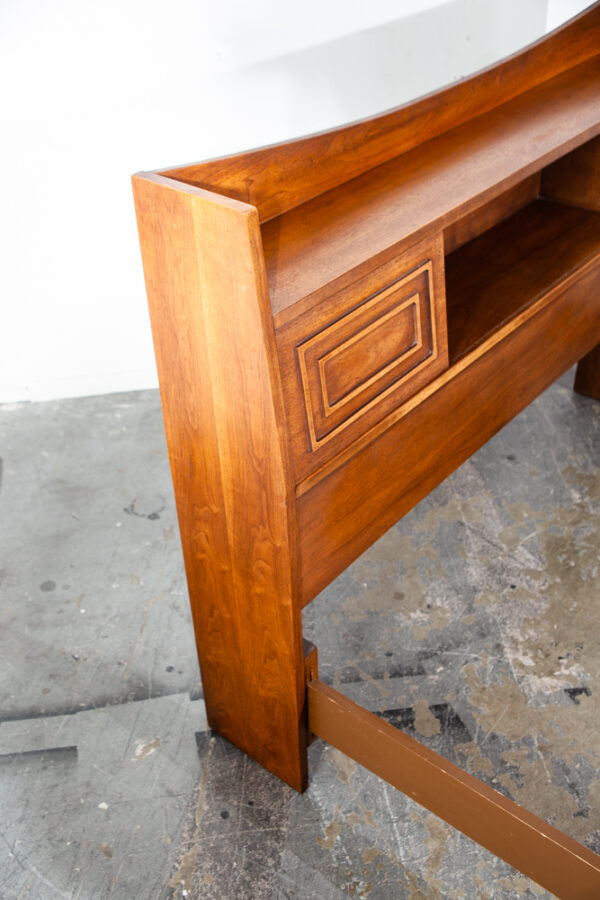 Mid Century Modern Headboard bed frame Full S Broyhill Sculptra Foot Board Mcm Walnut Brazilia - Image 4