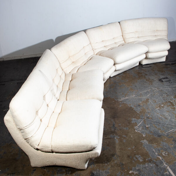 Mid Century Danish Modern Sectional Sofa Couch Weiman Preview Vladimir Kagan Wool White M Large 5 sections - Image 3