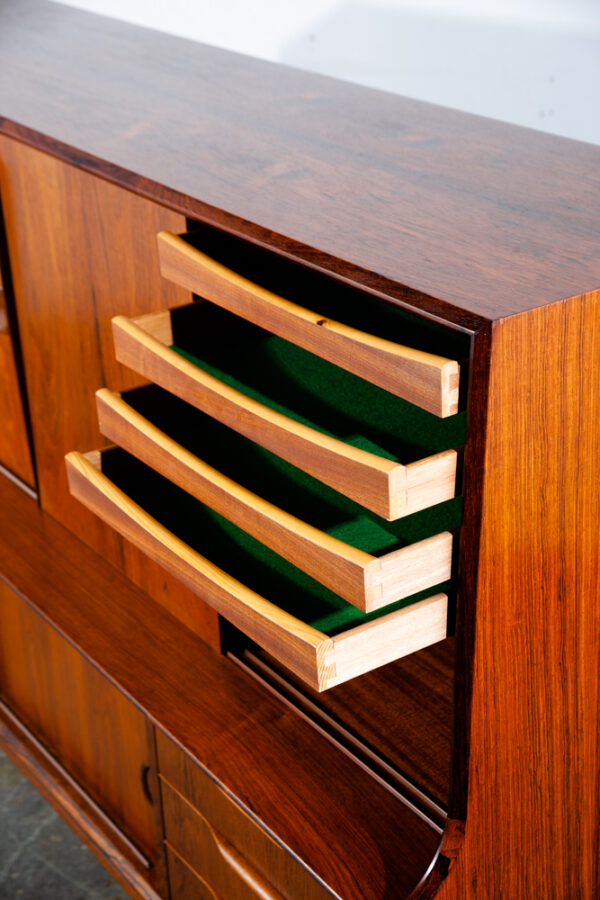 Mid Century Danish Modern Credenza Sideboard Brazilian Rosewood Large Denmark Bar Storage Arne Vodder Finn Juhl - Image 10