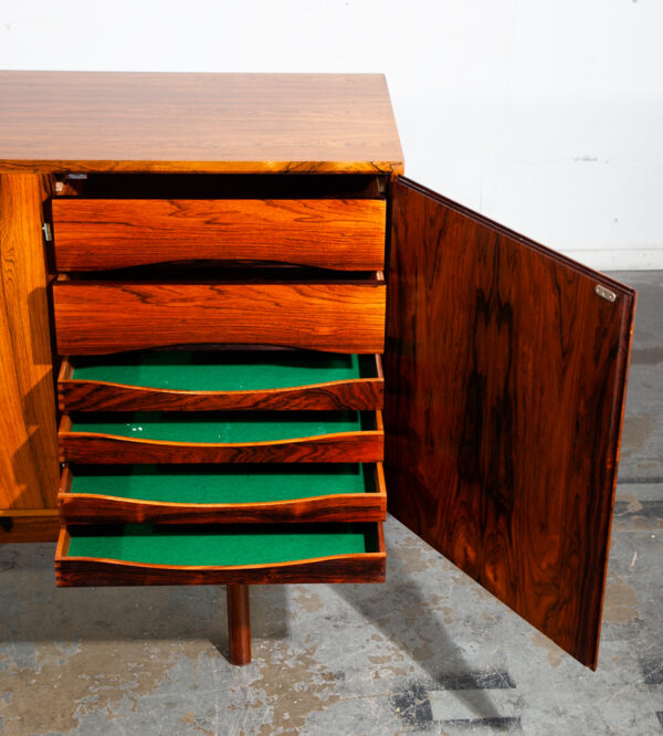 Mid Century Danish Modern Credenza Sideboard Brazilian Rosewood Axel Christiansen ACO Denmark Drawers Storage - Image 11
