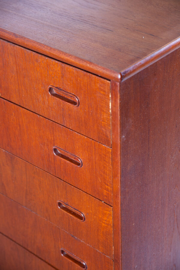 Mid Century Danish Modern Highboy Dresser 6 Drawer Teak Denmark Vintage Restored Tall High Storage - Image 9