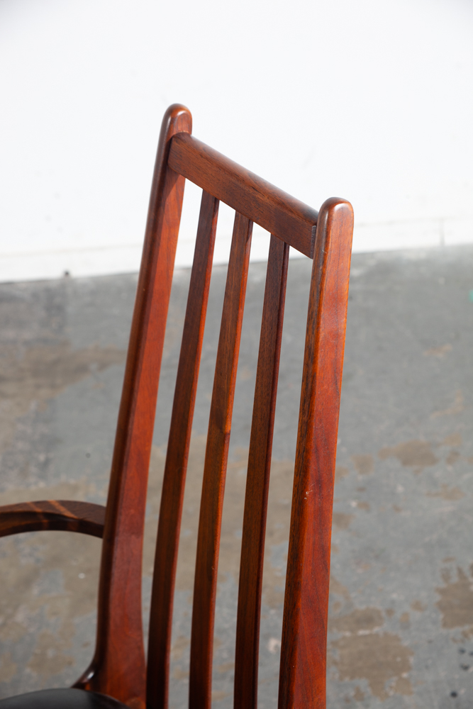 Mid Century Modern Dining Chairs Set 8 Armchairs Solid Walnut Wood Richbilt High Back Black Captains Drexel - Image 11