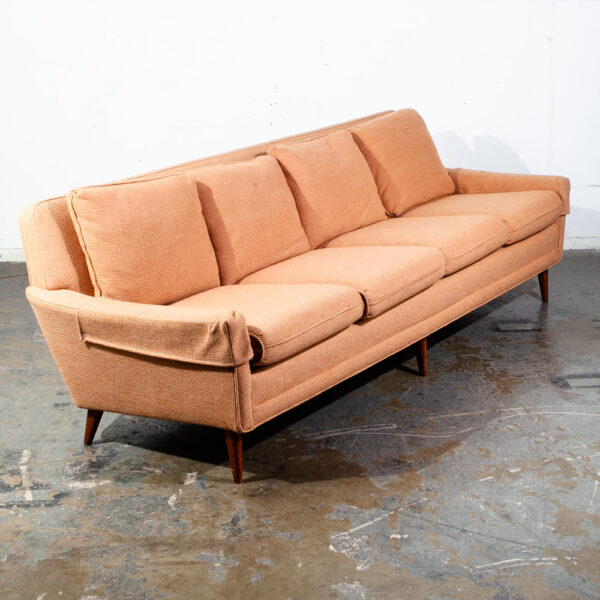 Mid Century Danish Modern Vintage Sofa Couch Dux 66-S4 4 Seater Teak Peach Denmark Large - Image 4