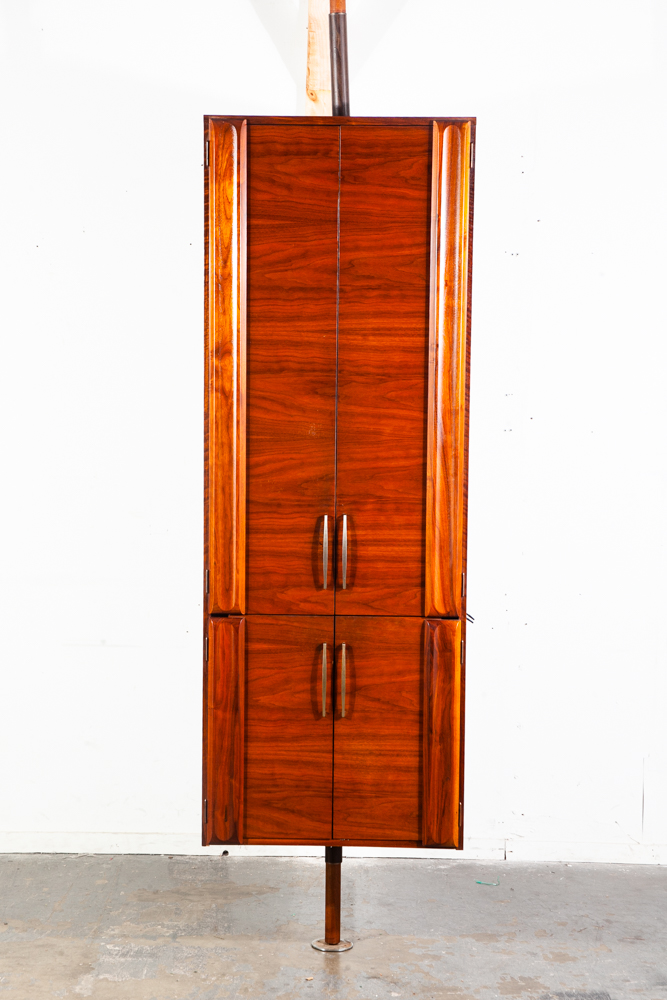 Mid Century Modern Bar Cabinet Tension Pole Solid Walnut Wood Liquor Glenn California - Image 2