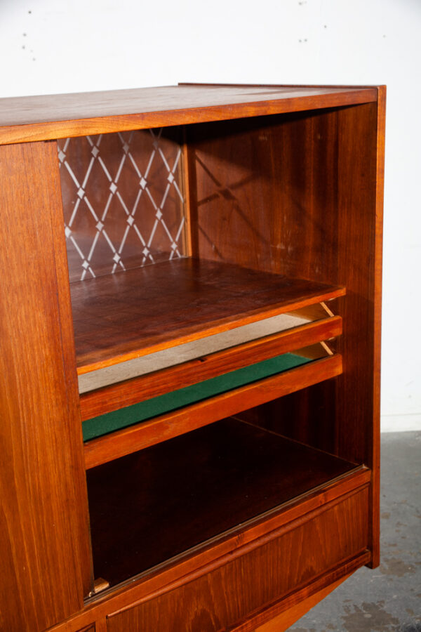 Mid Century Danish Modern Credenza Highboard Teak Wood Drawers E.W Bach Denmark Vintage Mcm Classic Sliding Doors - Image 7