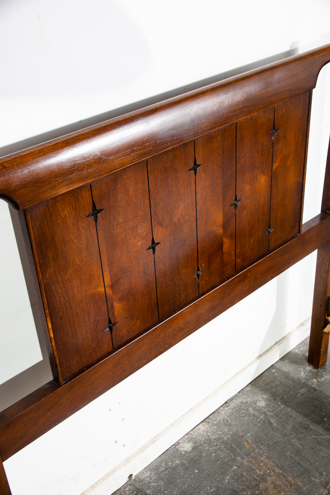 Mid Century Modern Bed Frame Twin Size Broyhill Saga Walnut Headboard Vintage - Image 7