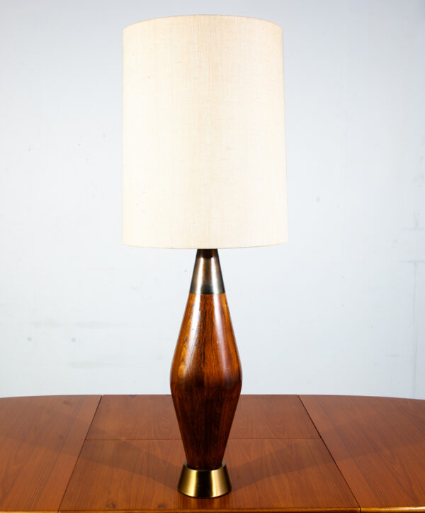 Mid Century Modern Vintage Table lamp Wood Brass Modeline Working Light Lighting Danish Mcm