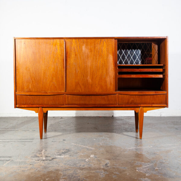 Mid Century Danish Modern Credenza Highboard Teak Wood Drawers E.W Bach Denmark Vintage Mcm Classic Sliding Doors - Image 5
