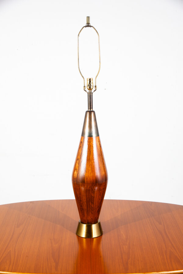 Mid Century Modern Vintage Table lamp Wood Brass Modeline Working Light Lighting Danish Mcm - Image 2
