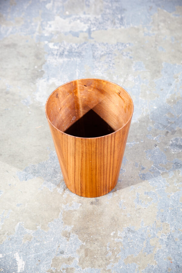 Mid Century Danish Modern Trash Bin Teak Waste Basket Round Denmark Vintage Mcm - Image 5