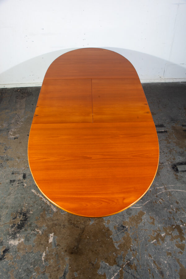 Mid Century Danish Modern Vintage Dining Table Oval Teak Extension Dux Accordion Leaf Mcm - Image 4